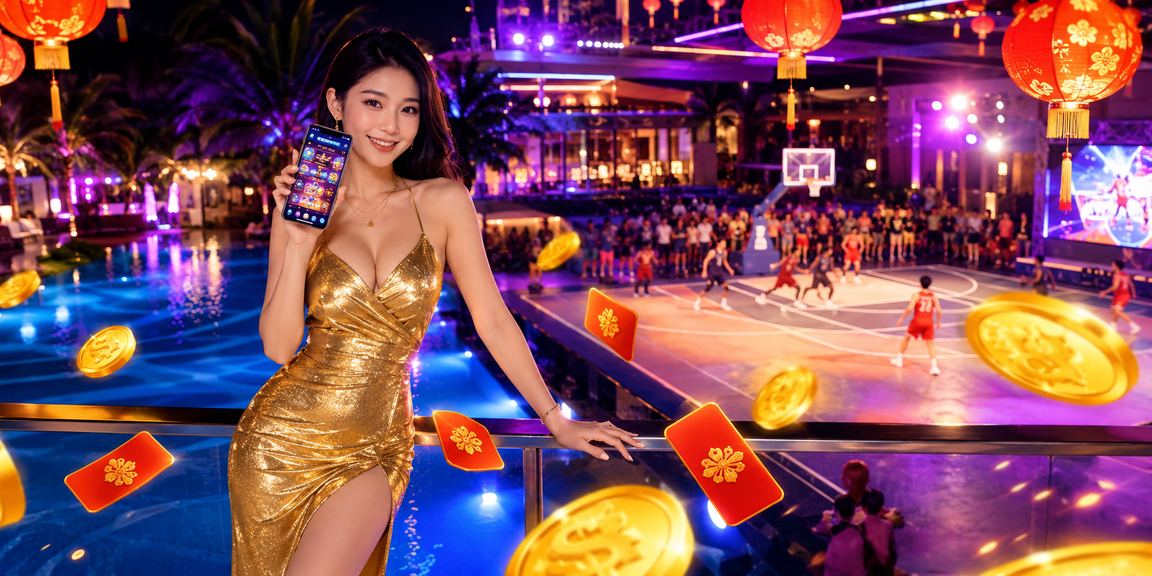 Khung cảnh sân bóng rổ tại Mũi Né về đêm với đèn lồng trang trí